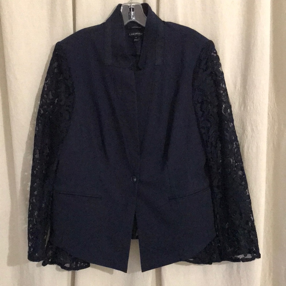 Navy blazer from Lane Bryant with lace details